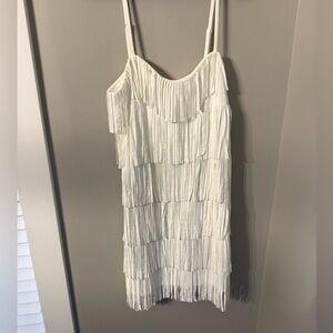 Francesca's Collections White Fringe Mini Dress